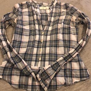 Abercrombie & Fitch sheer plaid button down blouse